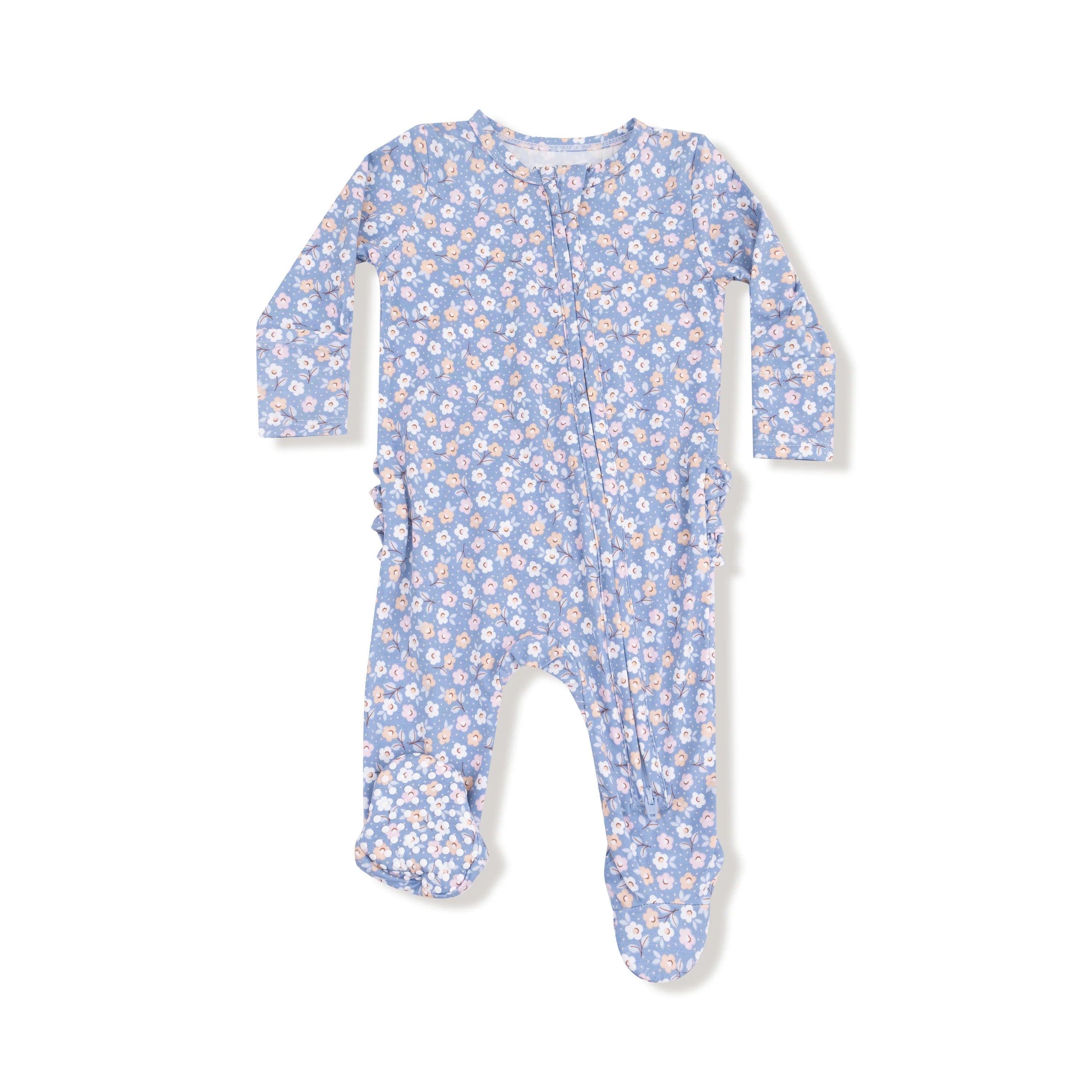 Angel Dear - Country Calico 2 Way Zipper Ruffle Back Footie