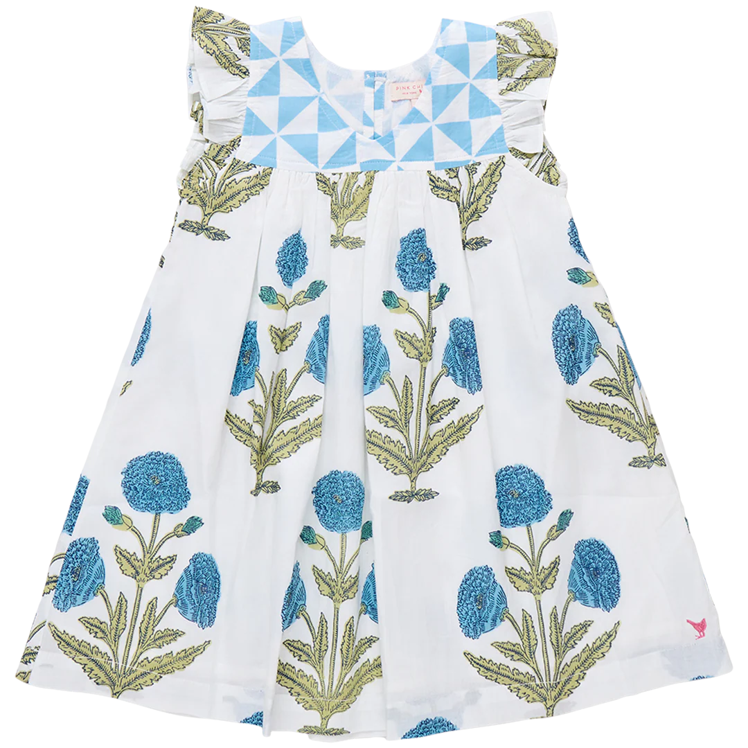 Pink Chicken - Girls Blue Oversized Dandelion Courtney Dress