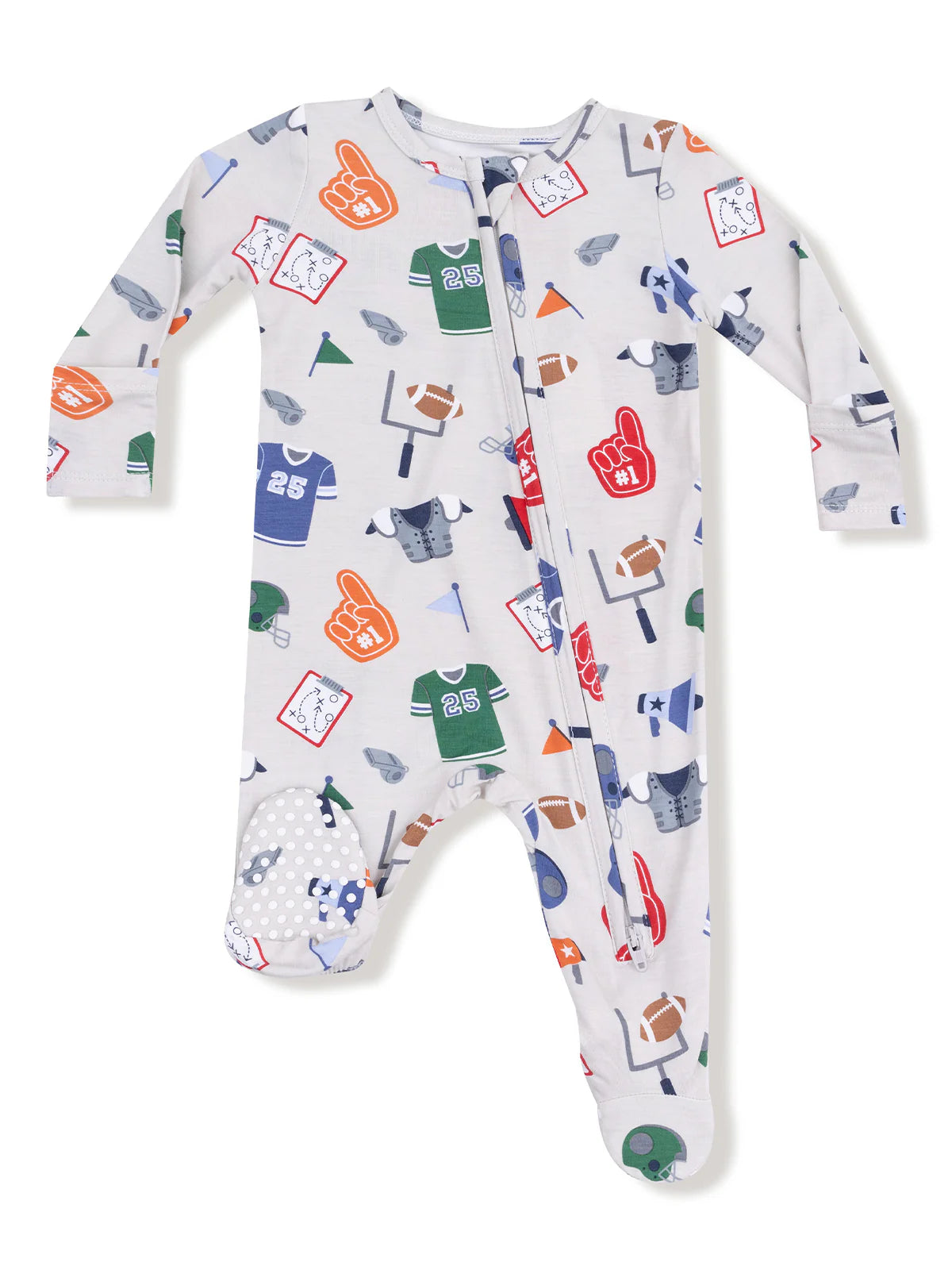 Angel Dear - Game Day Gray 2 Way Zipper Footie