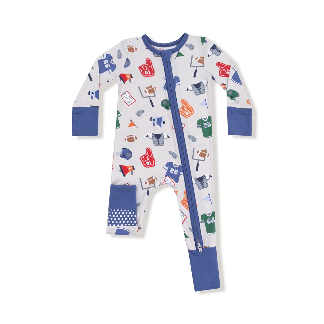 Angel Dear - Game Day Gray 2 Way Zipper Romper