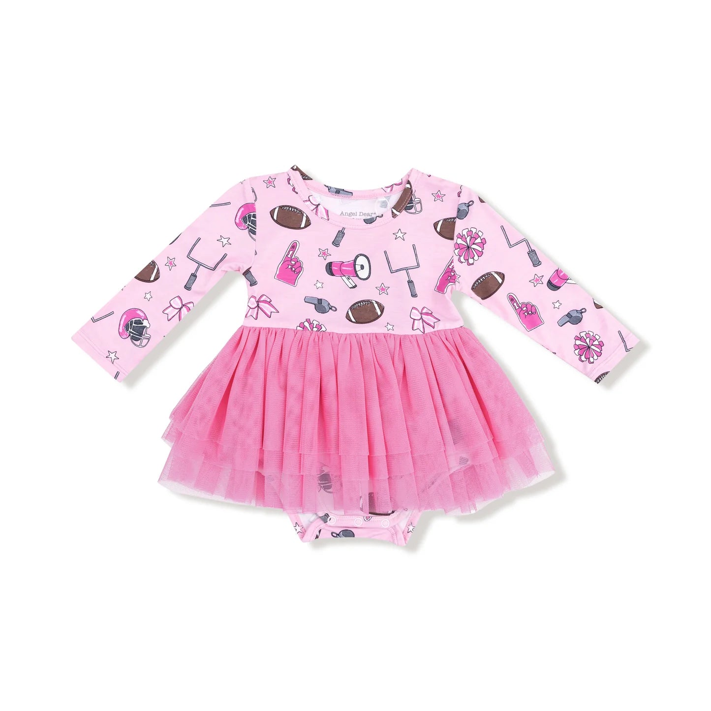 Angel Dear - Game Day Pink Long Sleeve Tutu Bodysuit