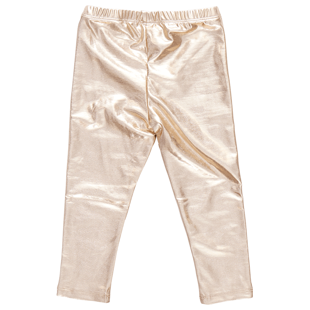 Girls Lame Legging - Light Gold