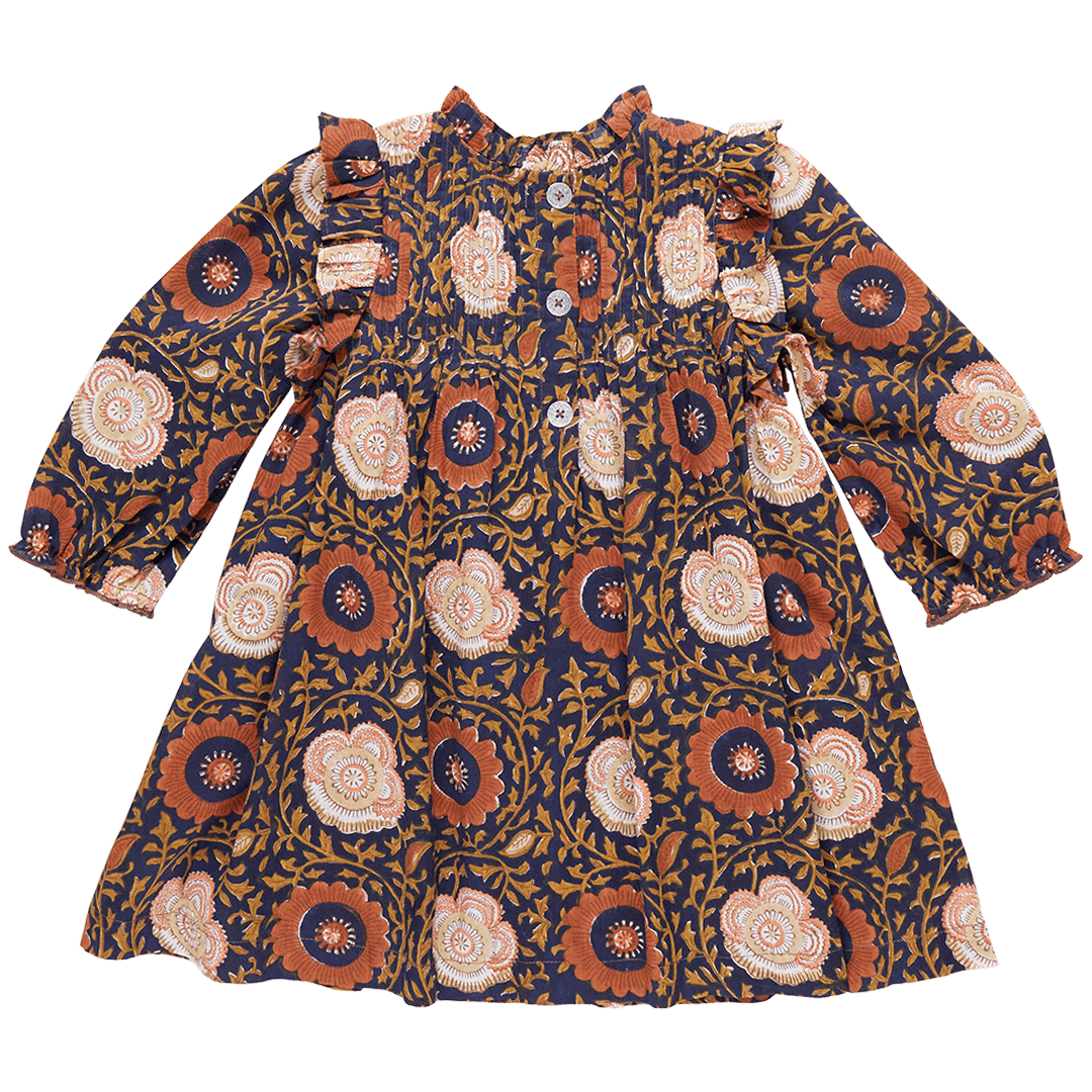 Girls Jaipur Dress - Navy Harvest Floral