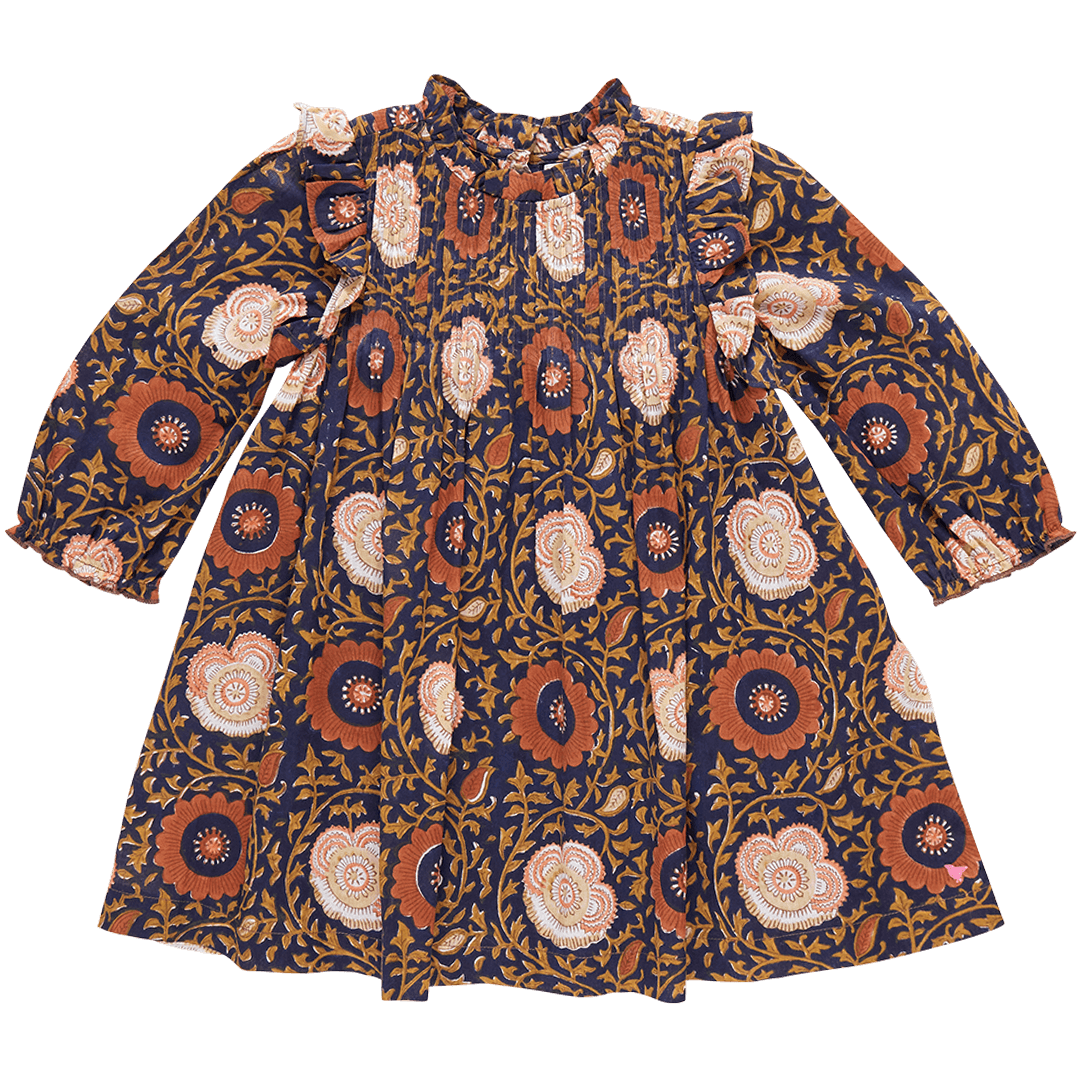 Girls Jaipur Dress - Navy Harvest Floral