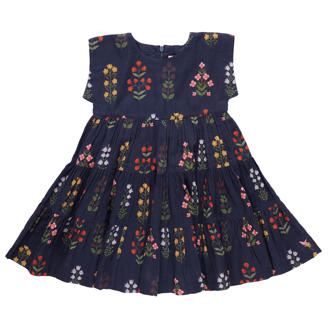 Girls Peachy Dress - Navy Field Floral