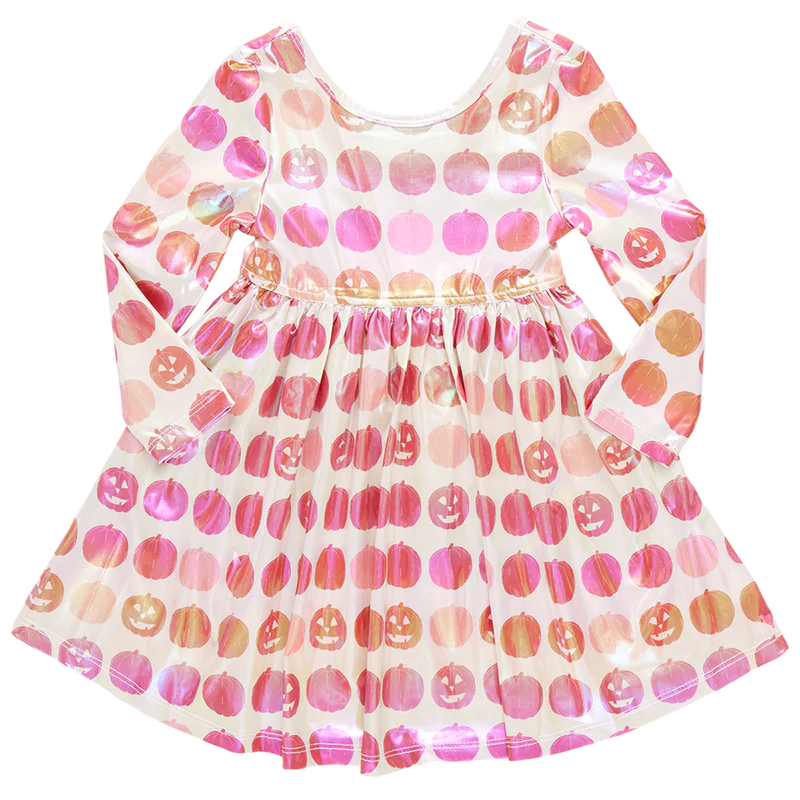 Girl's Lamé Steph Dress - Pumpkins