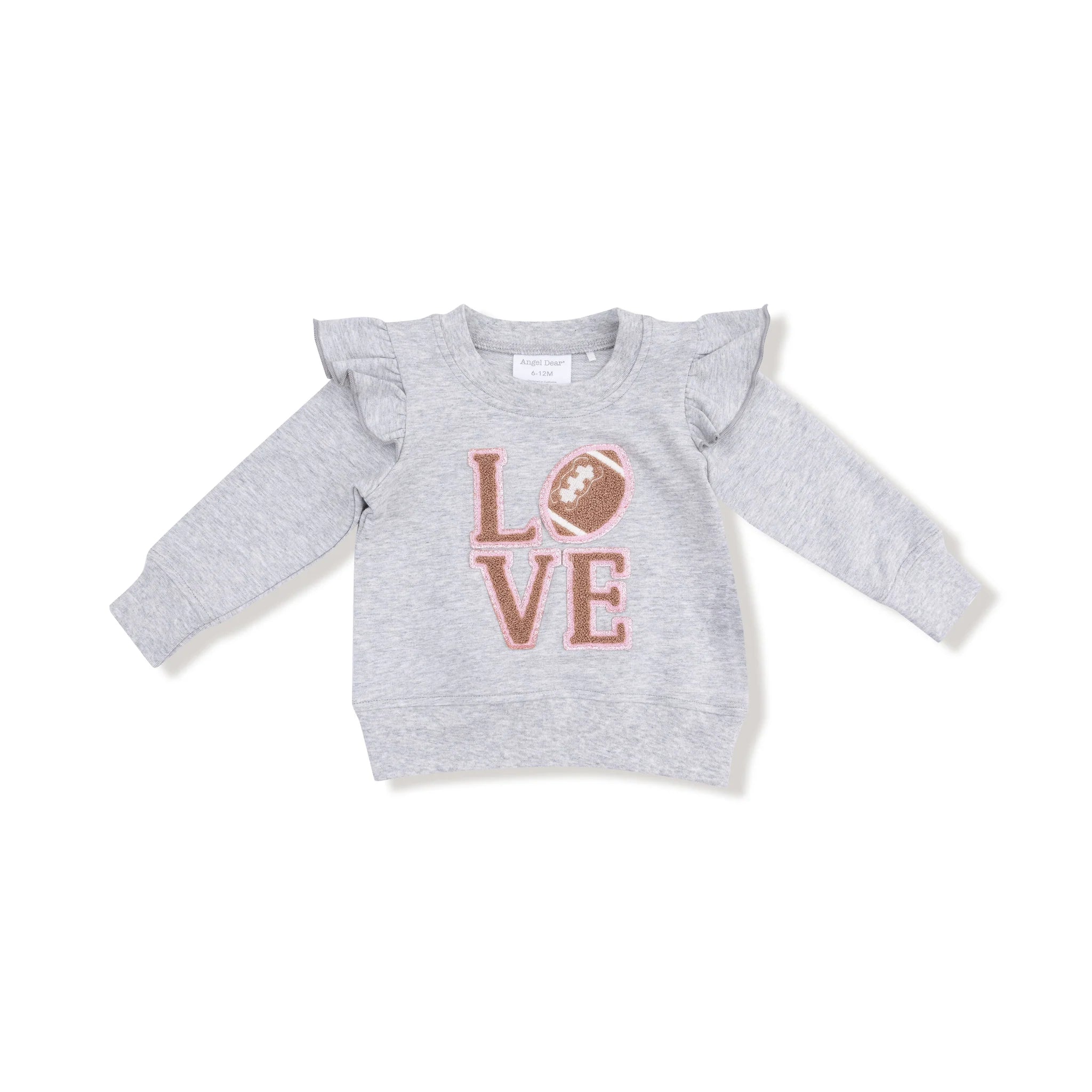 Angel Dear - French Terry Sport Varsity Ruffle Sweatshirt with Love Patch