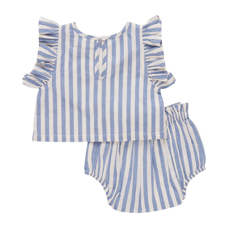 Pink Chicken - Baby Girls Abigail 2-Piece Set Blue Stripe