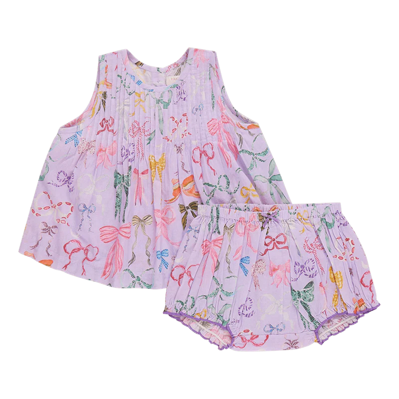 Pink Chicken - Baby Girls Jaipur 2-Piece Set Lavender Watercolor Bows