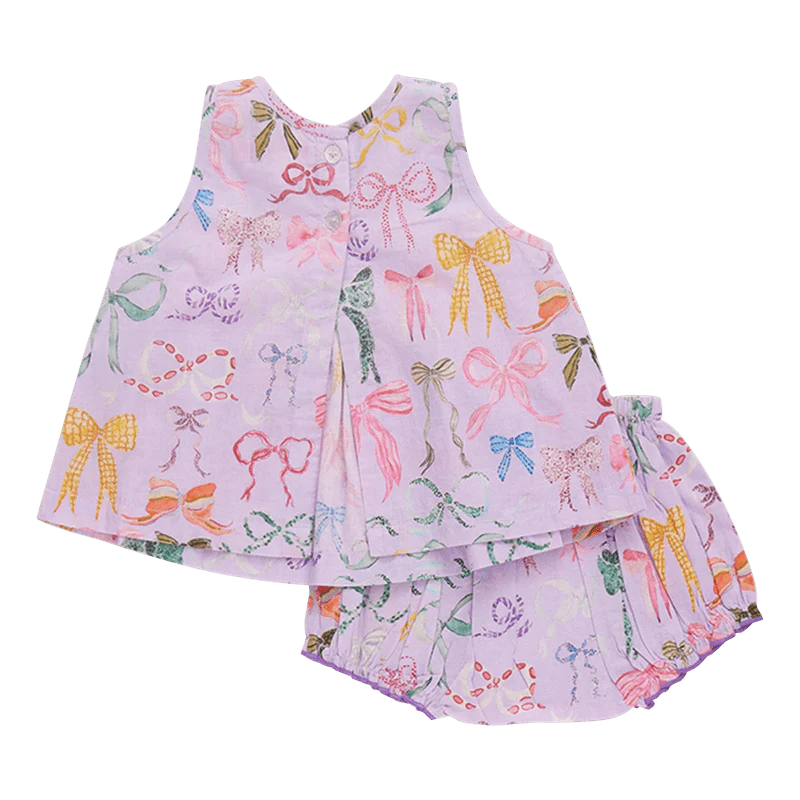 Pink Chicken - Baby Girls Jaipur 2-Piece Set Lavender Watercolor Bows