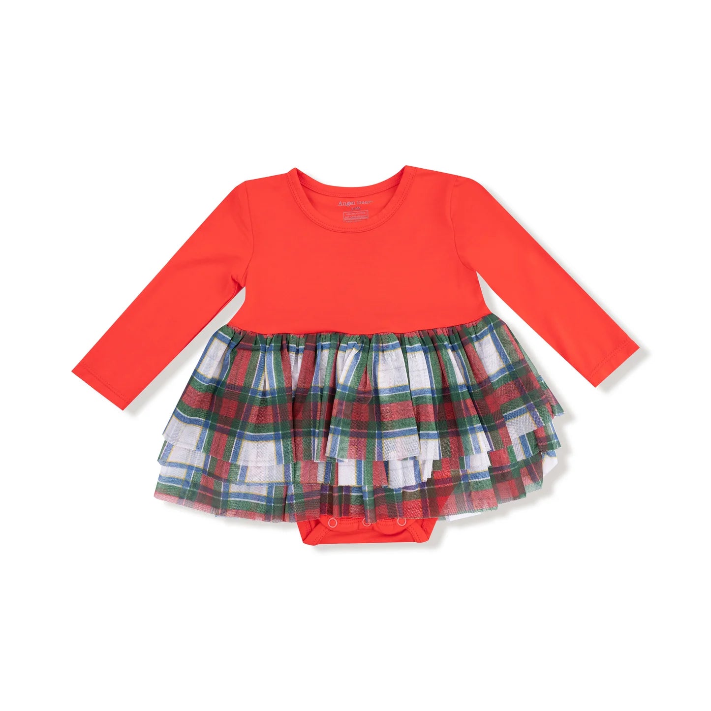Angel Dear - Holiday Plaid L/S Tutu Bodysuit