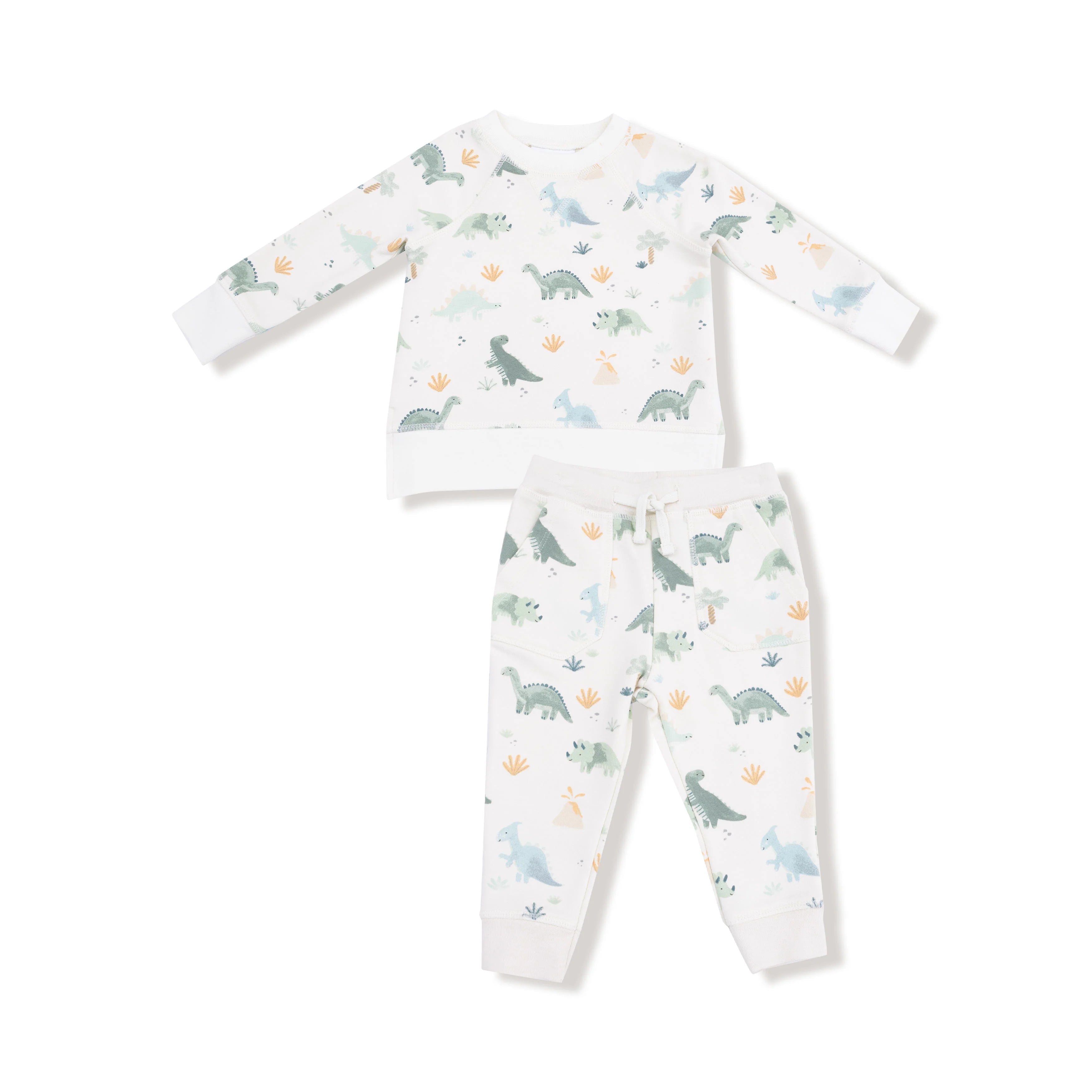 Angel Dear - Soft Dinos French Terry Raglan Sweatshirt and Jogger Set