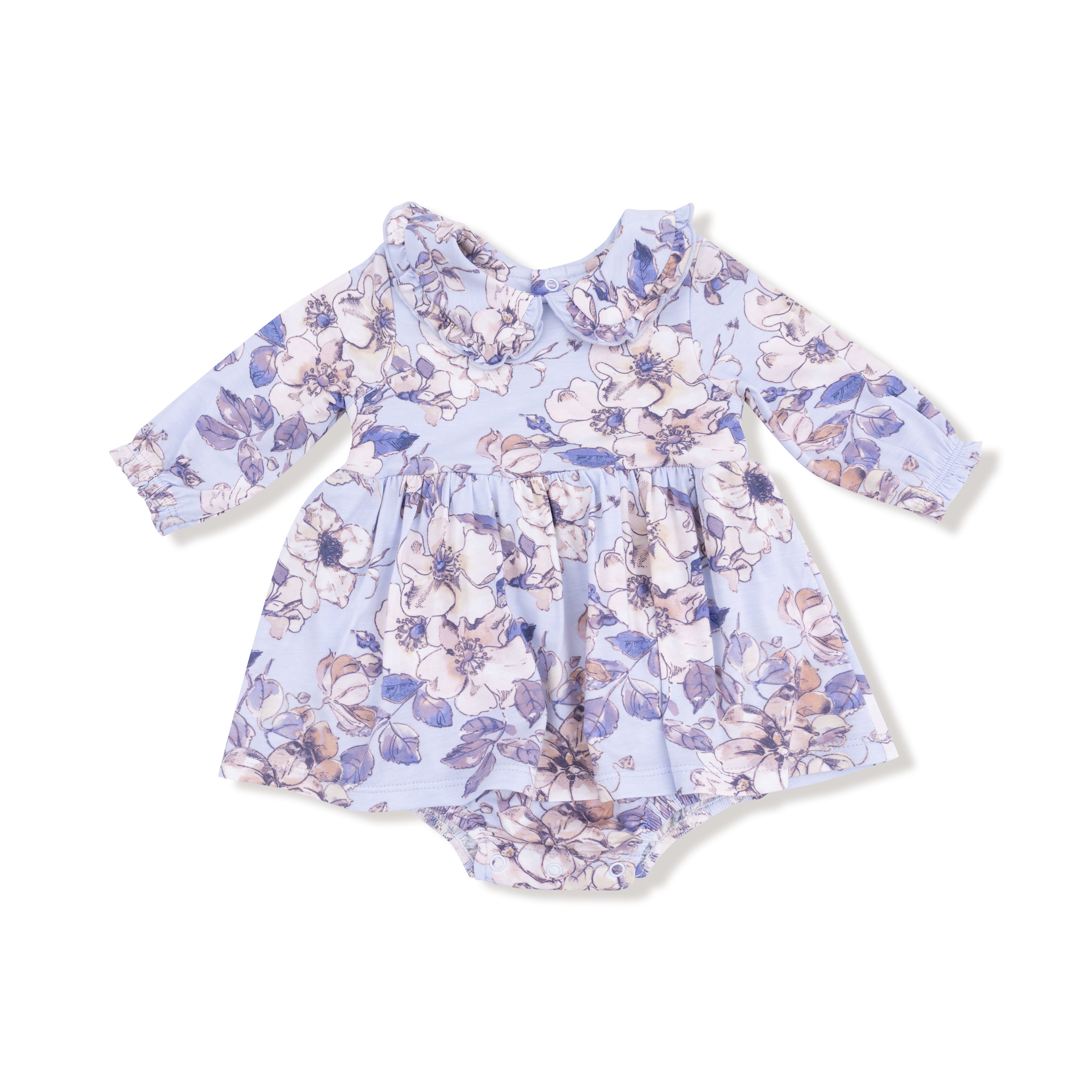 Angel Dear - Woodrose Peri L/S Peter Pan Ruffle Collar Bubble w/ Skirt