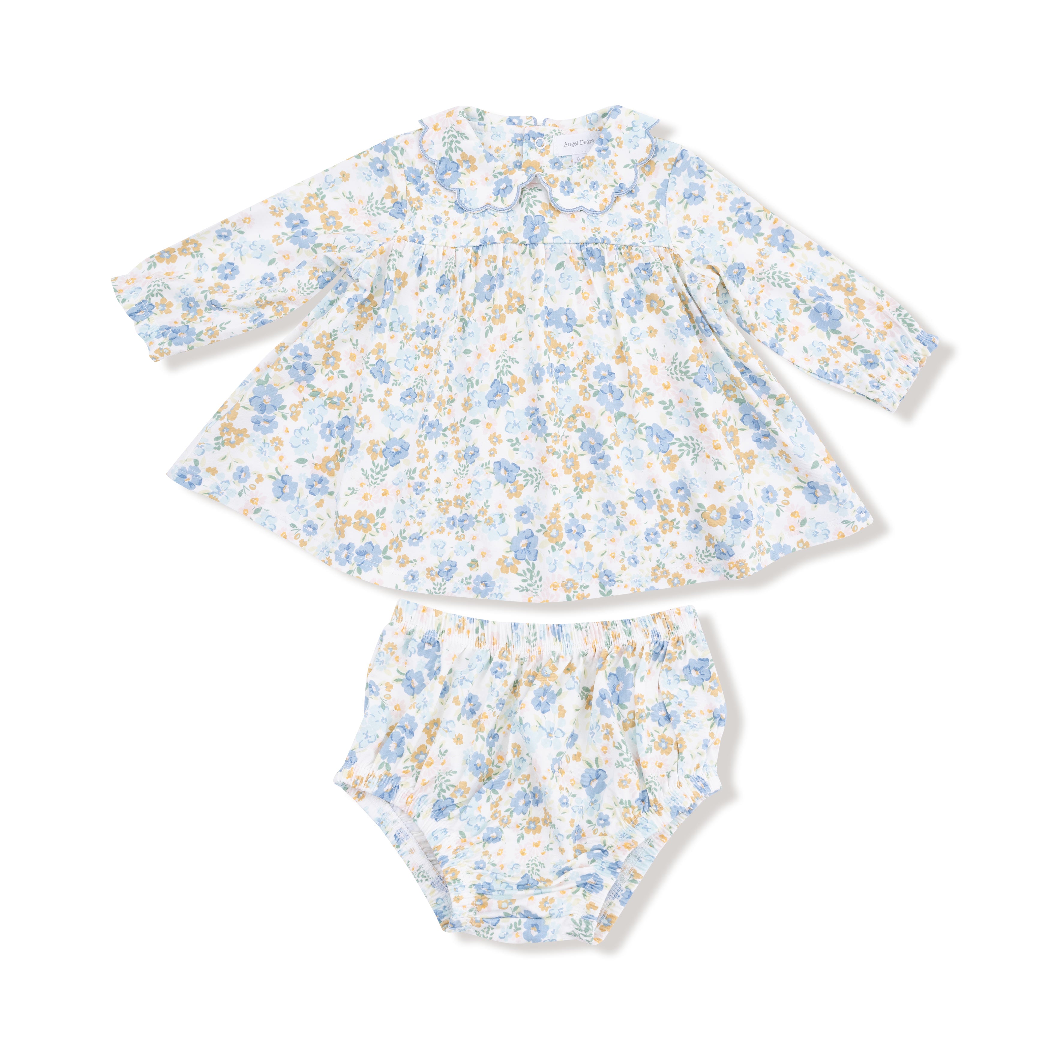 Angel Dear - Sweet Rose Calico Petal Collar Dress and Diaper Cover