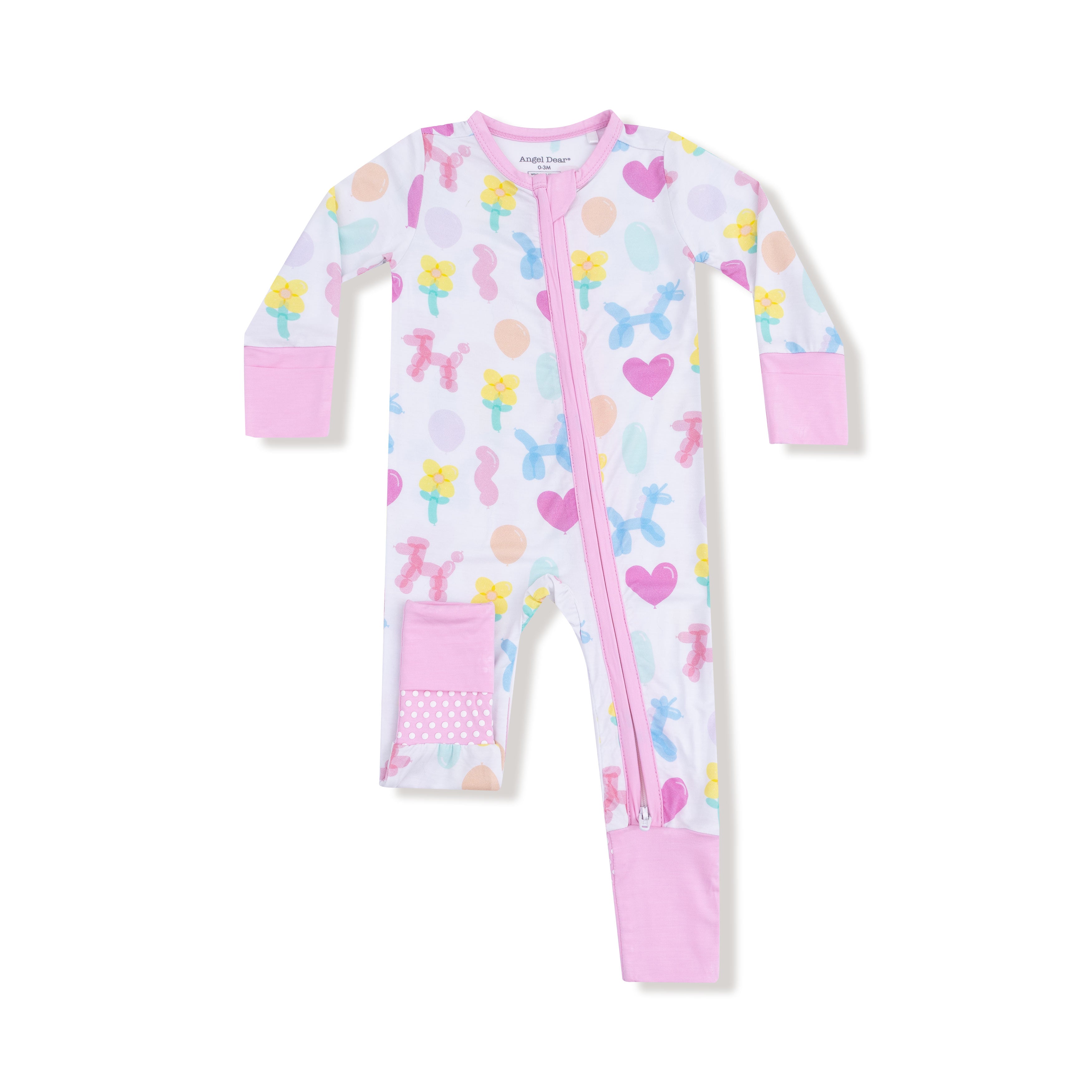 Angel Dear - Balloon Animals Pink 2 Way Zipper Romper