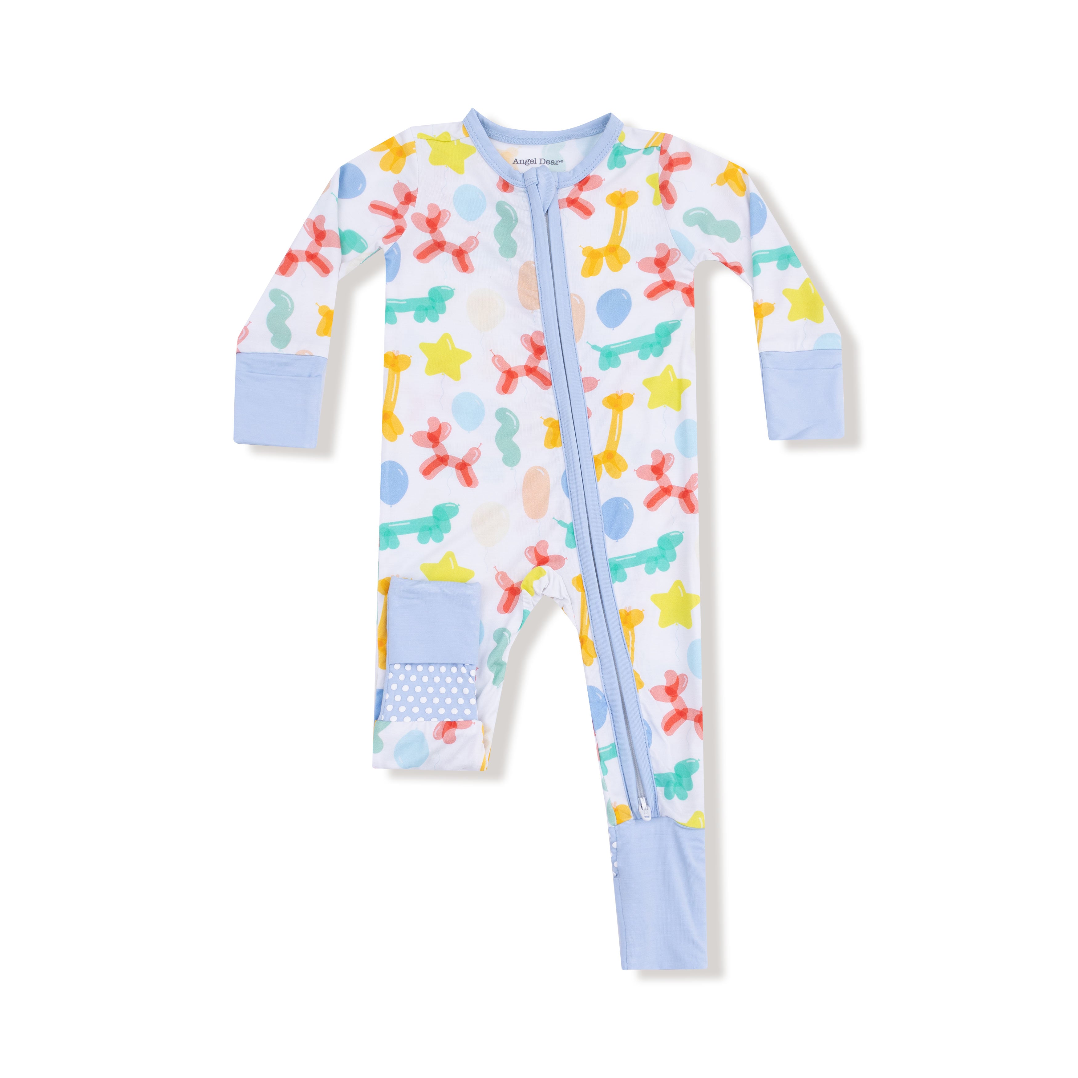 Angel Dear - Balloon Animals Blue 2 Way Zipper Romper