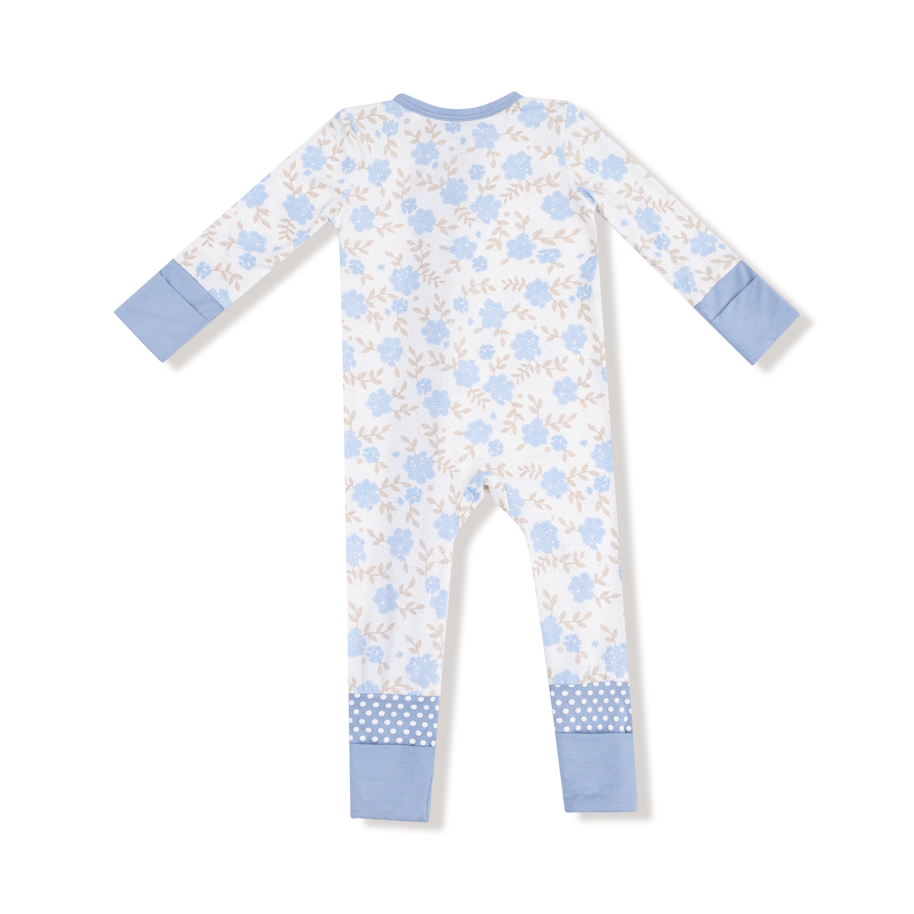 Angel Dear - Baby Blue Floral 2 Way Zipper Romper